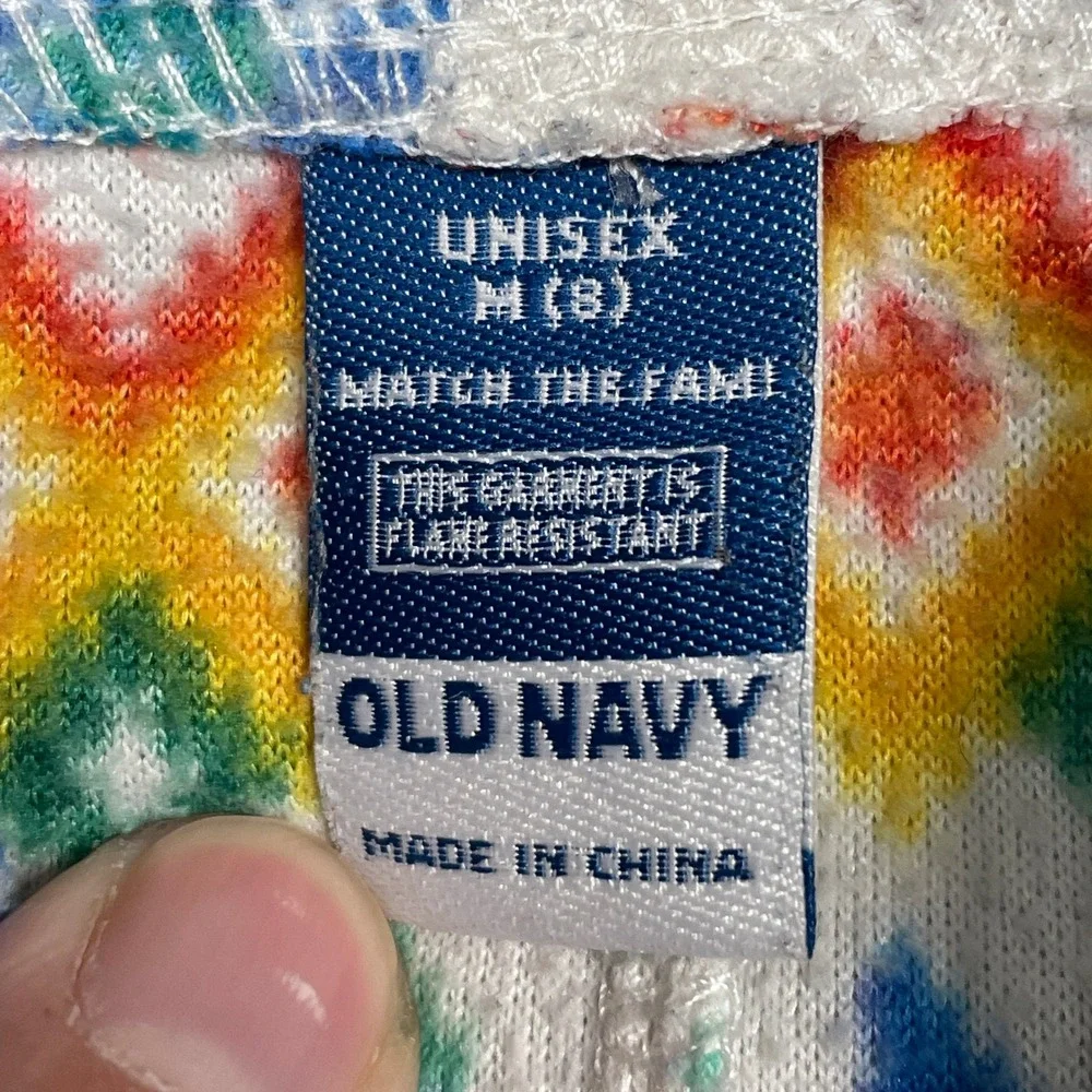 Old Navy One Piece Pajamas Unisex Kids M 8 White Rainbow Fair Isle Holiday Zip
